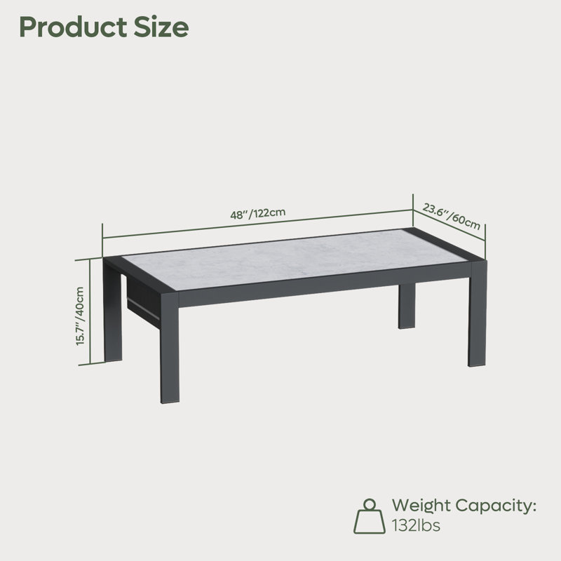Table basse rectangulaire de L 48 po x l 23,6 po Nell