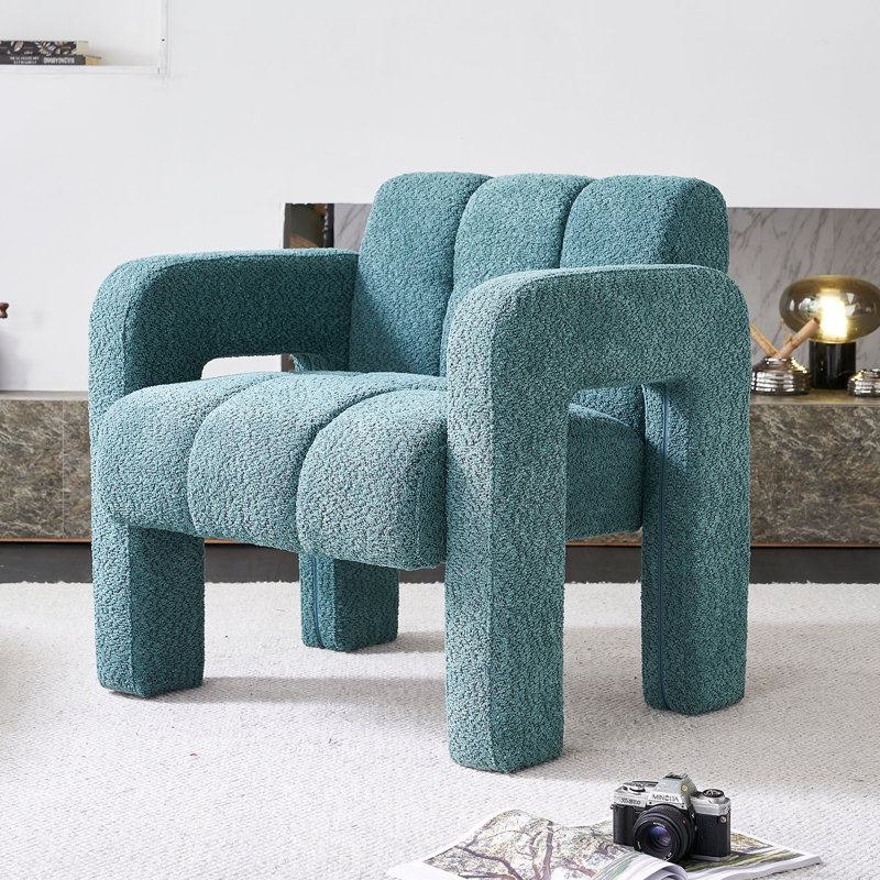 Chaise d'appoint pratique et large rembourrée, 100% polyester vert