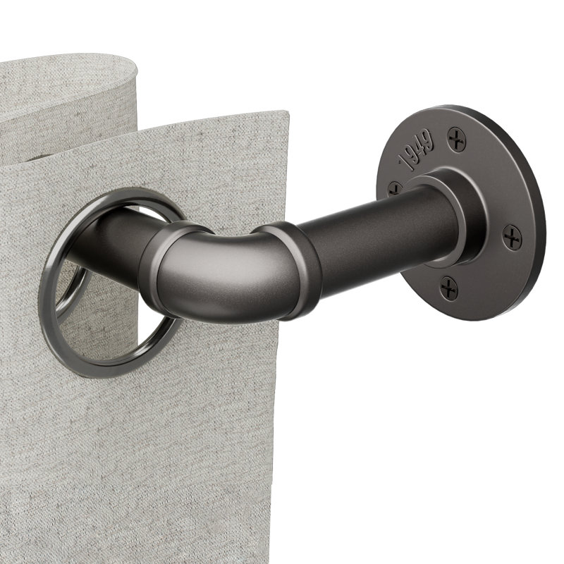 Tringle à rideaux industrielle ajustable noire résistante à la rouille Einstein, 32" - 168", Gris foncé