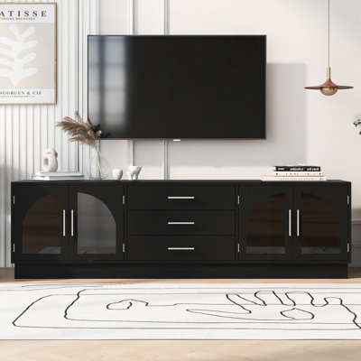 Meuble télé 68,9 po pour téléviseur de 68 po ou moins, meuble télé avec tablettes réglables et rangement spacieux