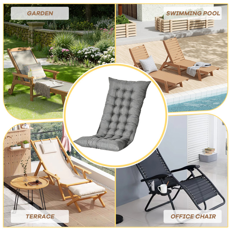 Outdoor 4'' Rocking Chair Chair Pad, Gray, 63"W x 20"D