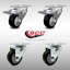 3.5 Inch SS Polyurethane Top Plate Caster Set 2 Total Lock Brakes SCC-101283014