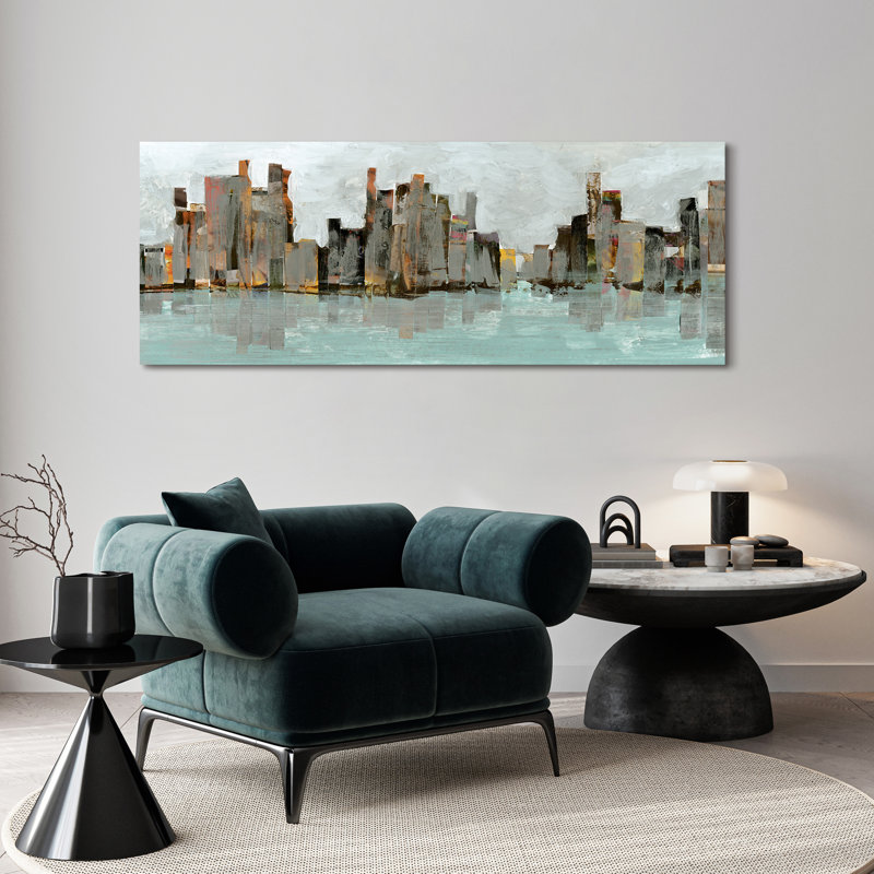 «Second City Abstract Chicago Skyline», impression sans cadre sur verre