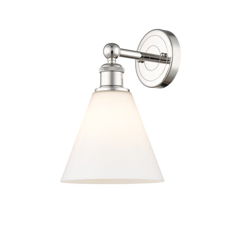 Applique à bras en acier Beva, Nickel poli, Blanc mat