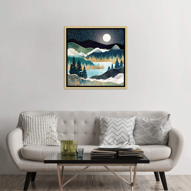 « star lake » par spacefrog designs-print, H 37 po x l 37 po x P 1,5 po, Toile encadrée d'or