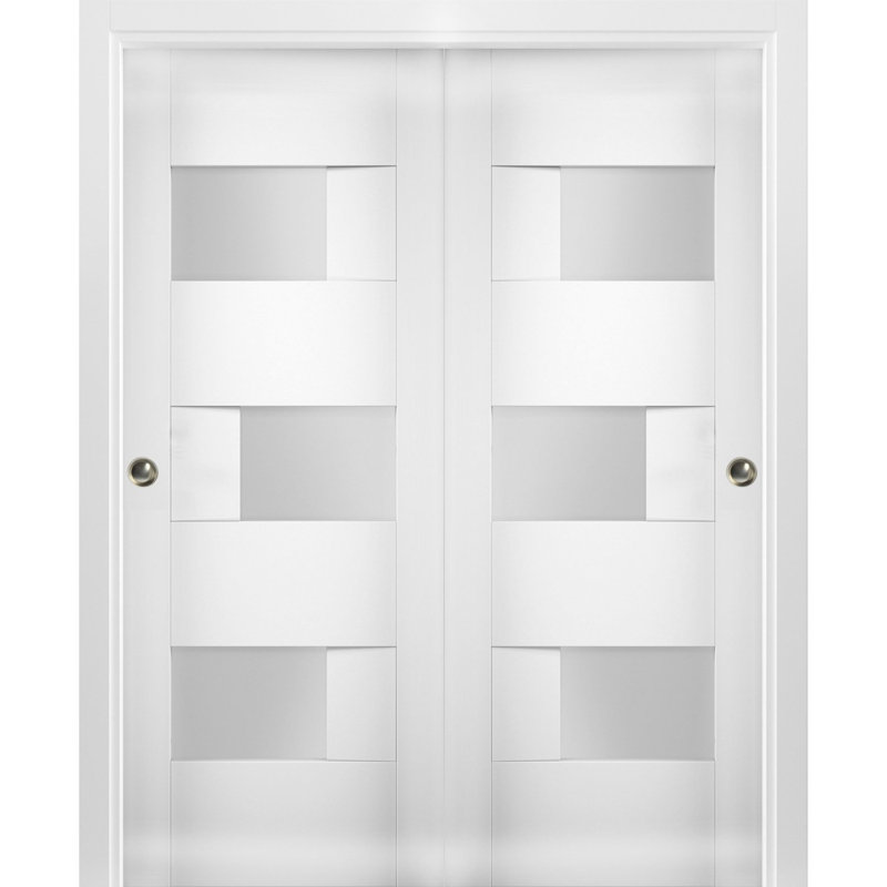 Portes blanches en verre givré Sete, 48 po x 80 po