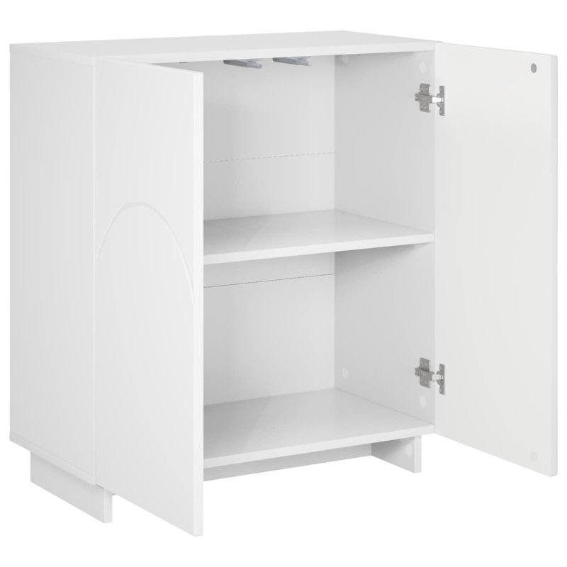 Sideboard 67 x 34.5 x 75 cm Engineered Wood Cabinet Kitchen Buffet Table, High Gloss White