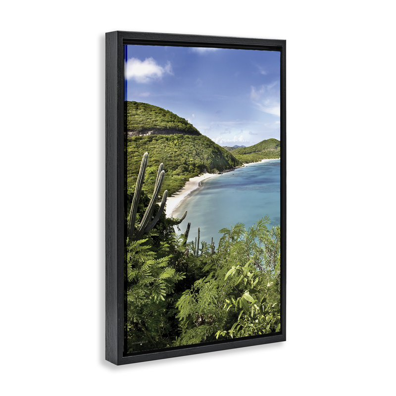 Cadre flottant avec vue sur les Caraïbes, par Seven Trees Design, H 25 po x l 17 po, Cadre flottant noir de jais