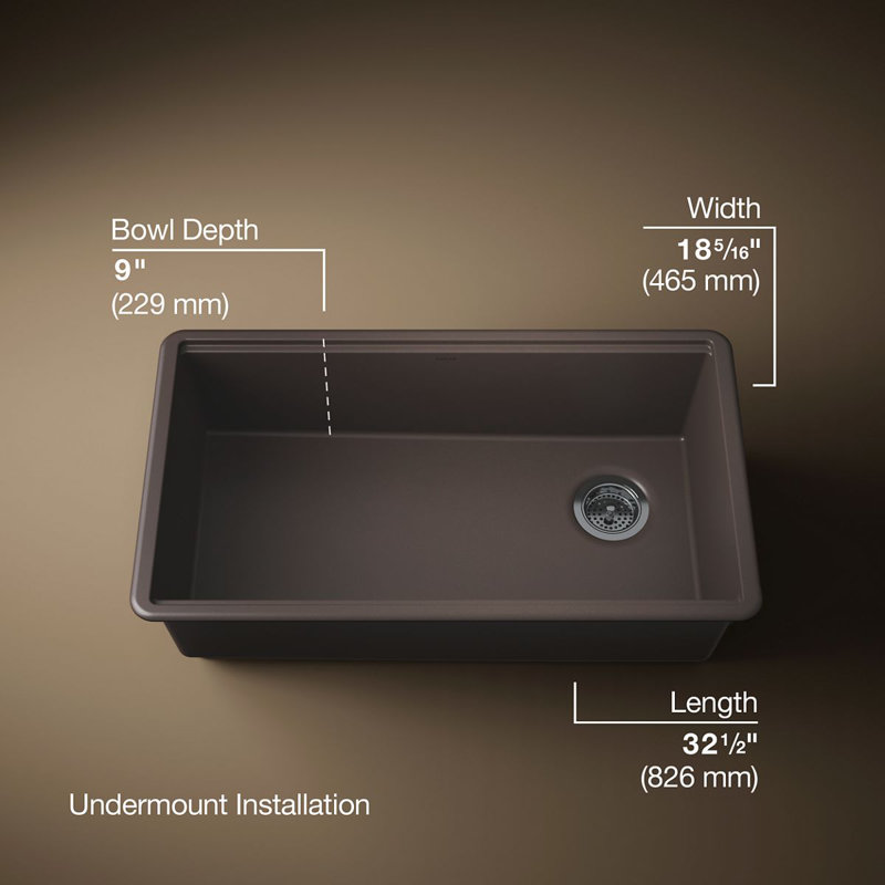 Billings 32-1/2 In. Undermount Single-Bowl Kitchen Sink, Brown