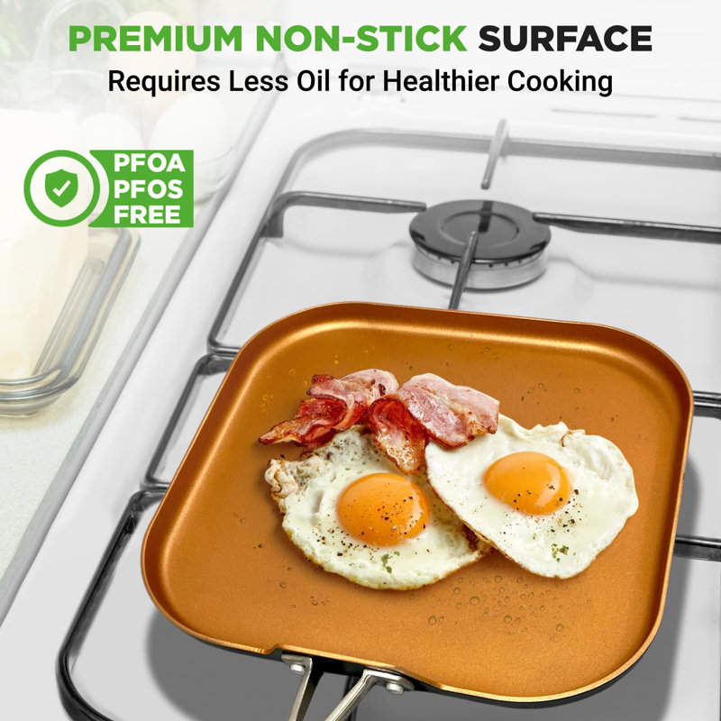 Nutrichef 11.22'' Non-Stick Copper Griddle
