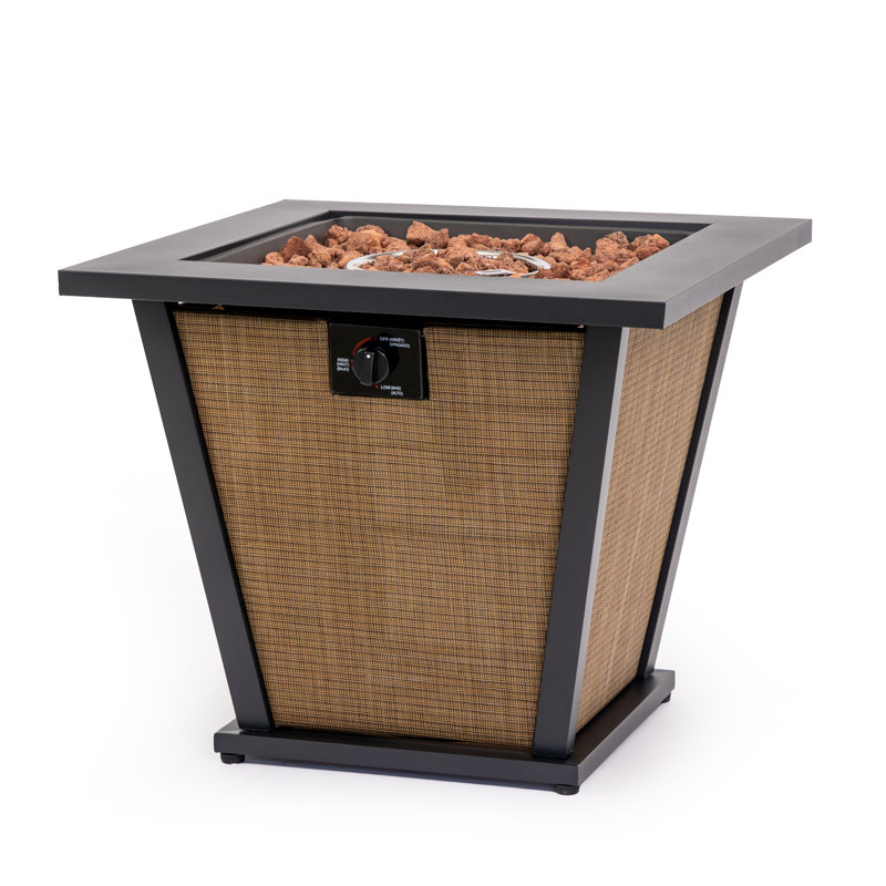 Outdoor Propane Fire Pit Table 24" H x 28" W - 50000 BTU, Included Metal Lid, Lava Rocks & Hidden Tank Storage​ ​