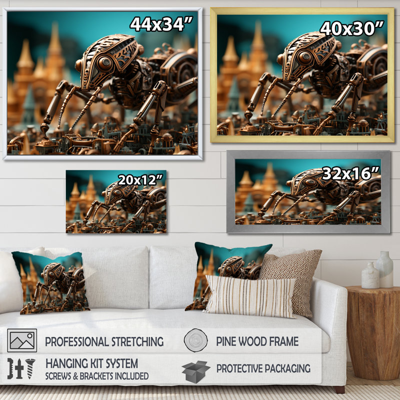 Steampunk Excavators Bronze Ants sur impression sur toile, Toile tendue, H 16 po x l 32 po x P 1 po