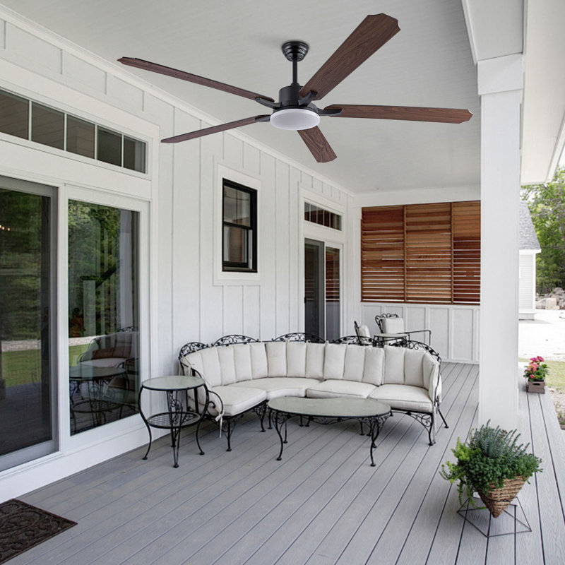 72 Inch 5 - Blade Wooden Ceiling Fan With Light And Remote Control