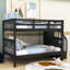 Lit superposé double en bois avec tablettes de rangement-959868608