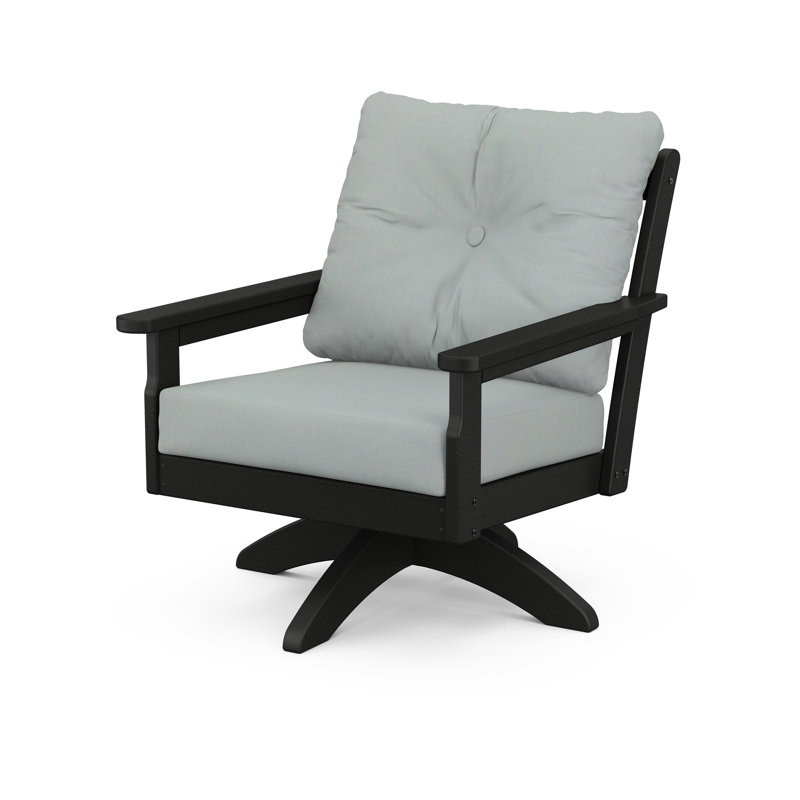 Lakeside Vineyard Deep Seating Swivel Chair, Black, Spa
