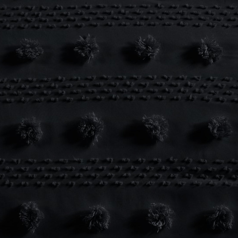 Édredon noir très grand / très grand motif en microfibre, Édredon très grand + 2 taies décoratives, Noir