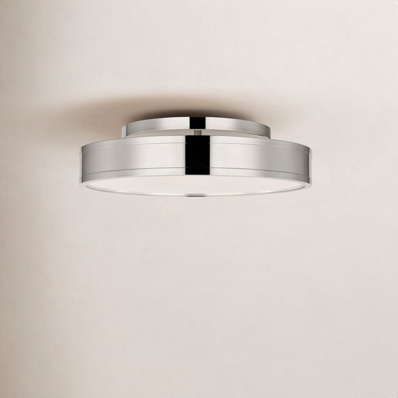 Dupont Round Semi Flush, Polished Nickel, 4" H x 16" W x 16" D