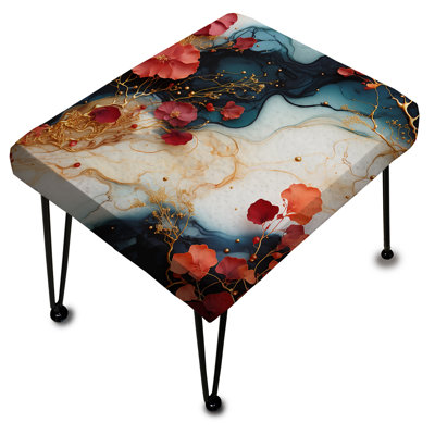Enchanted White And Blue Marble Pattern - Marble Rectangle Ottoman