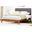 Lit plateforme double pleine grandeur de 12 pouces avec tête de lit tapissier courbée grise élégante, rembourrage insonorisant, motifs naturels, taille d'assemblage facile, lit, taille ajustable, textures organiques, simple
