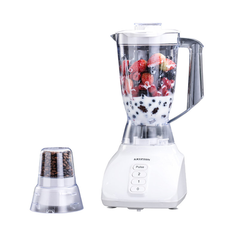 Krypton 2 in 1 Food Jug Blender | 1.6L Electric Blender Smoothie Maker Jar & 50g Mini Coffee Spice Mill | Stainless-Steel Blades with 2 Speed & Pulse Option | Overheat Protection | 650W