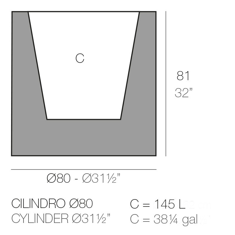 Cilindro Resin Pot Planter, 31.5" H x 31.5" W x 31.5" D