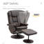 Fauteuil inclinable et repose-pieds avec base enveloppée, fauteuil inclinable pivotant en cuir de polyuréthane avec repose-pieds pour le salon, la chambre à coucher et le bureau personnel