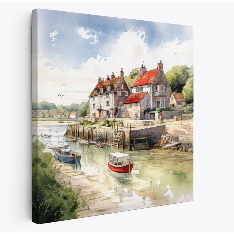 Harbour Coastal Scenic Square Canvas Print - Wrapped Canvas Print