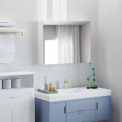 Armoire de toilette à double porte avec tablettes réglables