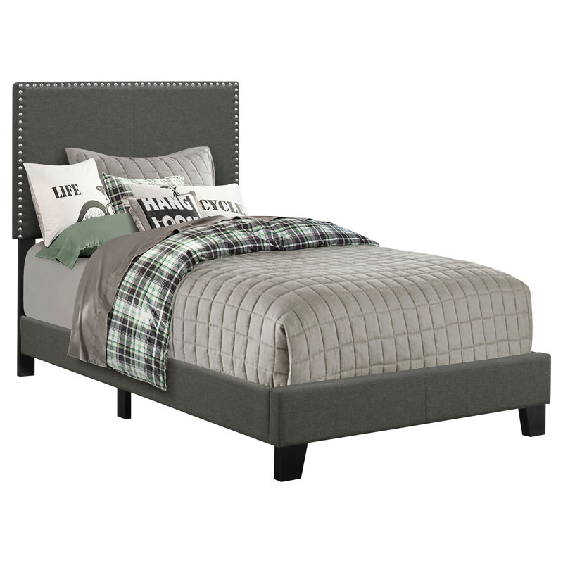 Boyd Upholstered Queen Panel Bed Charcoal, Charcoal, Twin