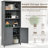 Standing Wooden Bookcase with 3 Tier Open Book Shelving and Double Doors-562250613