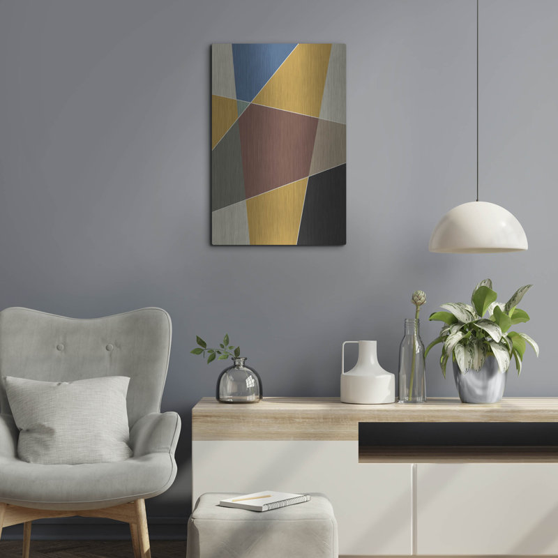 Ivy Bronx «Abstract Geometric 6» par Gary Williams, art mural en métal, H 24 po x l 16 po