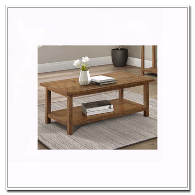 Castleton Distressed Brown Wood Coffee Table With Shelf