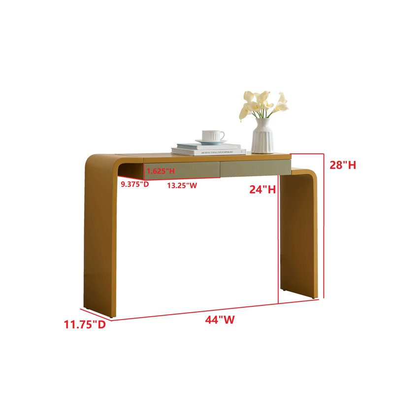 Rounded Silhouette Console Table - Sofa Entryway Table with 2 Drawers for Living Room, Hallway, Entryway