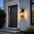 2 - Light 21.25"H Matte Black Outdoor Wall Light With Dusk To Dawn Clear Glass Shade Wall Lantern