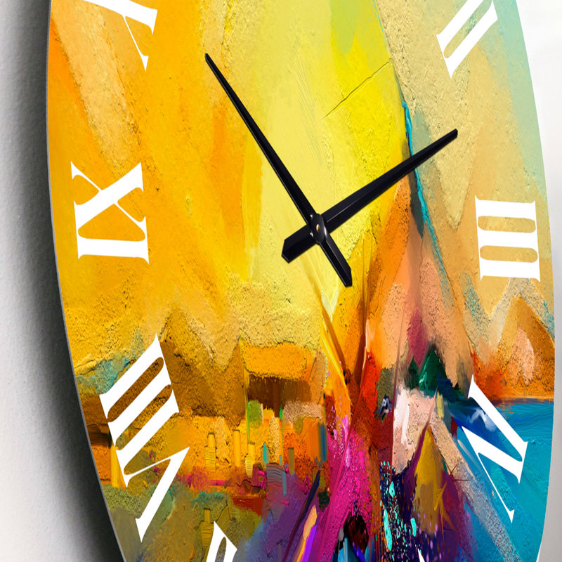 Abstrait paysage marin abstrait coloré - horloge murale moderne, Petit