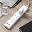 GEEPAS 4 Gang Extension Lead, 2M Cable | 4-Way Plug Extension Cable | Wall Mountable & Multi Socket Power Mains Strip with 2 USB Ports for Home Office | Heavy Duty UK Plug | White-129015094