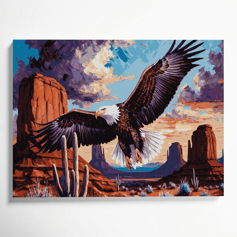 «Southwestern Animals Birds of Prey», art mural sur toile 5 bruns, H 12 po x l 18 po