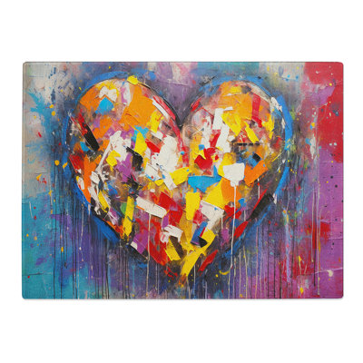 Love Heart Abstract  Glass Chopping Board
