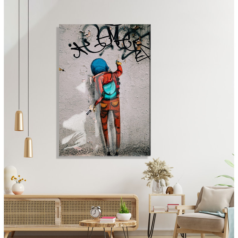 Superbe peinture décorative en verre trempé par Banksy, 19,7 po x 27,6 po | 100% verre trempé, épaisseur: 0,16 pouce | Art mural unique pour la maison ou le bureau, design durable et élégant