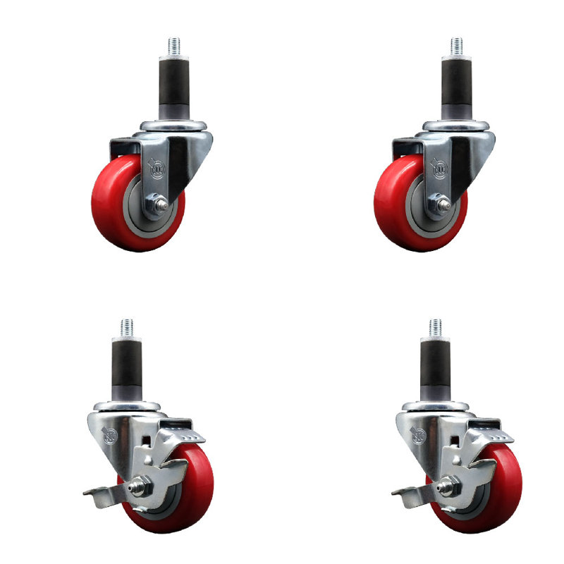 Ensemble de roulettes extensibles en polyuréthane pivotant de 3 pouces et 1-1 / 4 pouces 2 roues SCC
