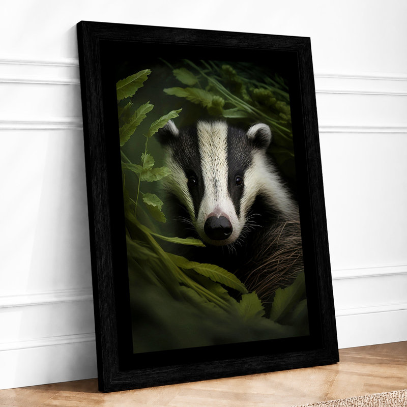 Raccoon In Forest Modern - Print, A4 - 29.7 x 21.0 cm, Black