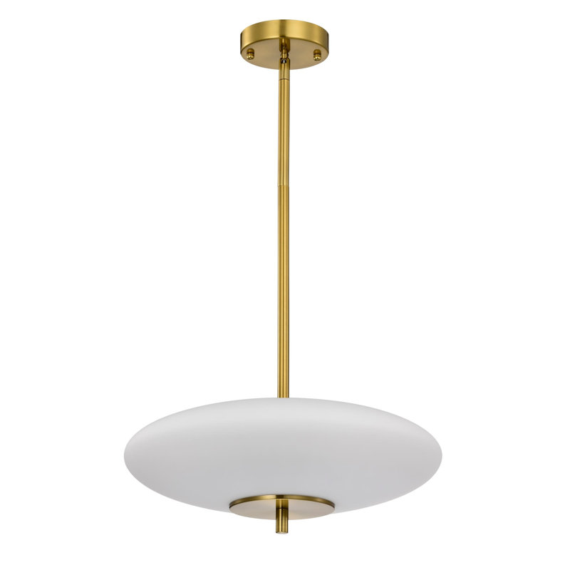 Caio Matte Black Pendant Light With Oval Disc Frosted Glass Shade, Laiton