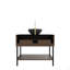 Meuble-lavabo de salle de bain 36 po avec lavabo, armoire de rangement autoportante rayée avec un tiroir et une tablette, lavabo bol en céramique avec motif de pierre, pré-assemblé