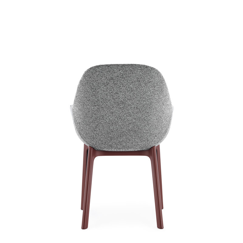 Clap Upholstered Arm Chair, White, Burgundy