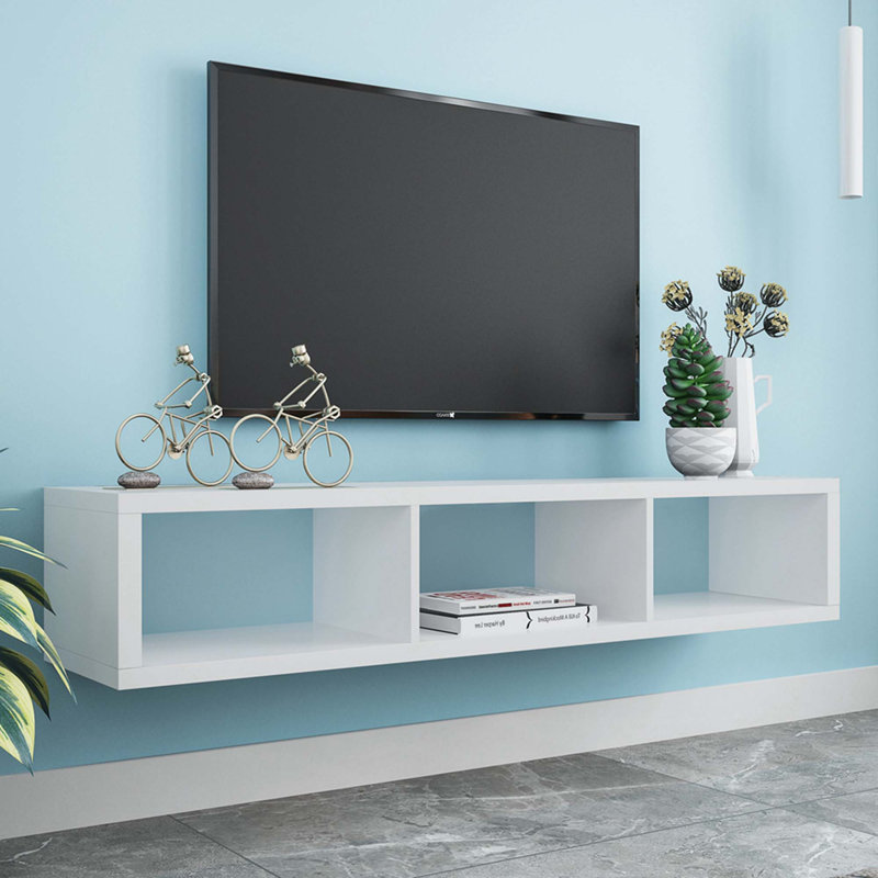 Console flottante Shallow, 60 po, noyer, Blanc