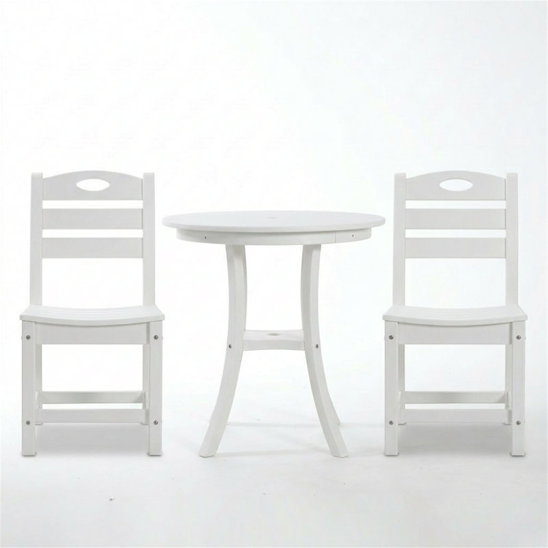 Ensemble bistro 3 pièces pour terrasse, jardin, balcon, Blanc