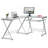 L-Shaped Tempered Glass Top Computer Desk With Pull Out Keyboard Panel, Clear
