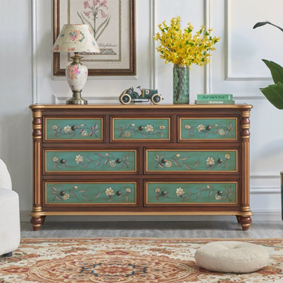 Green Solid Wood Accent Cabinet