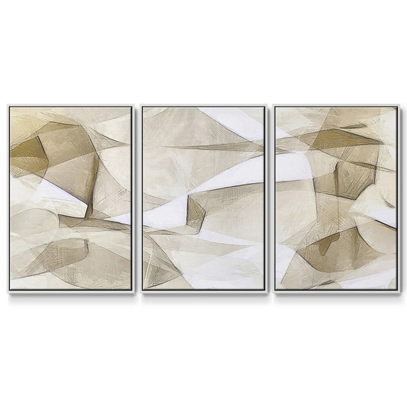 Mindfulness III - Toile encadrée multi-pièces, Blanc, H 24 po x l 48 po x P 2 po