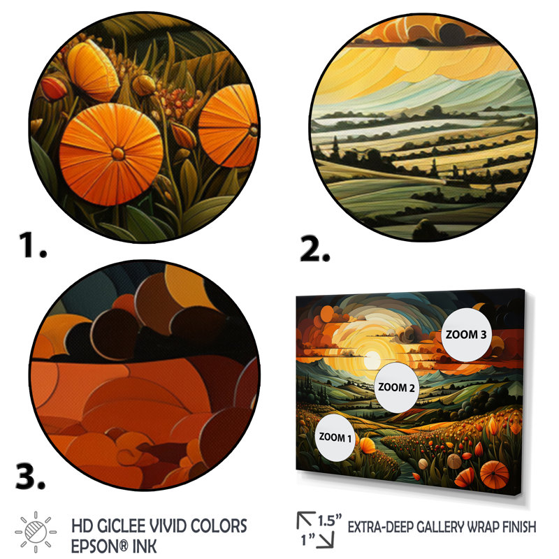 «Countryside Geometric Plains I», reproduction sur toile, Cadre flottant noir, H 24 po x l 32 po x P 1 po